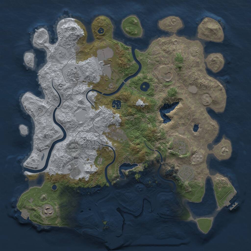 Rust Map: Procedural Map, Size: 4000, Seed: 242749521, 16 Monuments