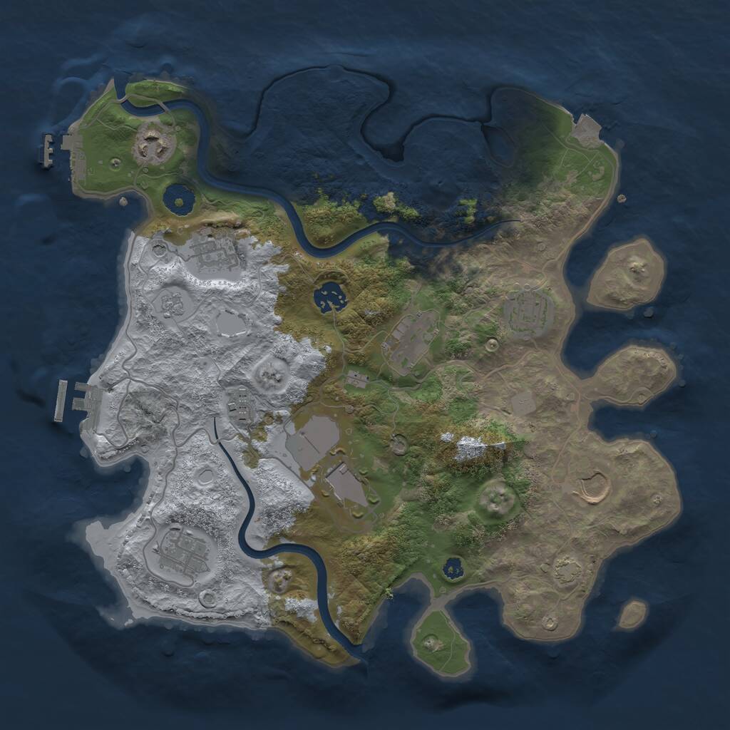 Rust Map: Procedural Map, Size: 3500, Seed: 1082193947, 15 Monuments