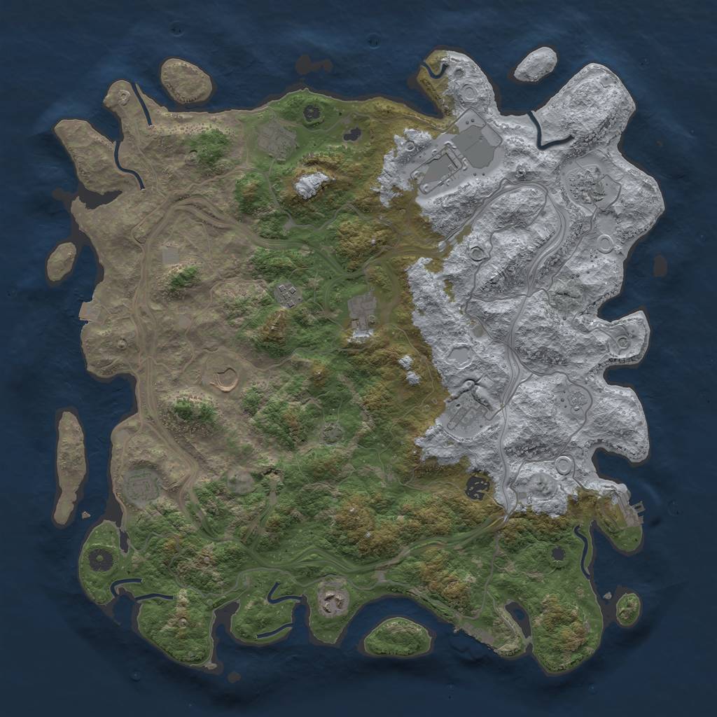 Rust Map: Procedural Map, Size: 4500, Seed: 1187733641, 18 Monuments
