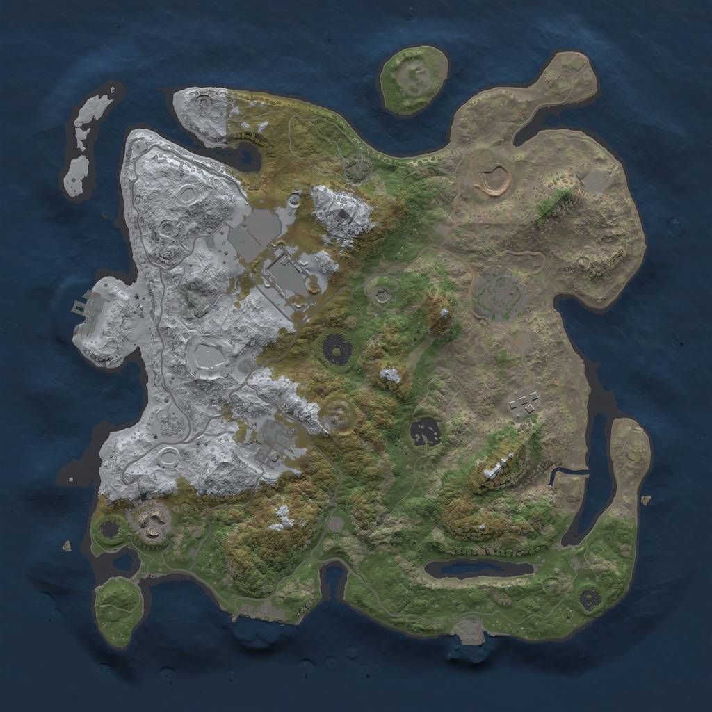 Rust Map: Procedural Map, Size: 3500, Seed: 1912499388, 15 Monuments