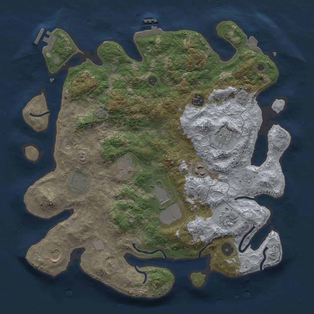 Rust Map: Procedural Map, Size: 3750, Seed: 1234512345, 17 Monuments