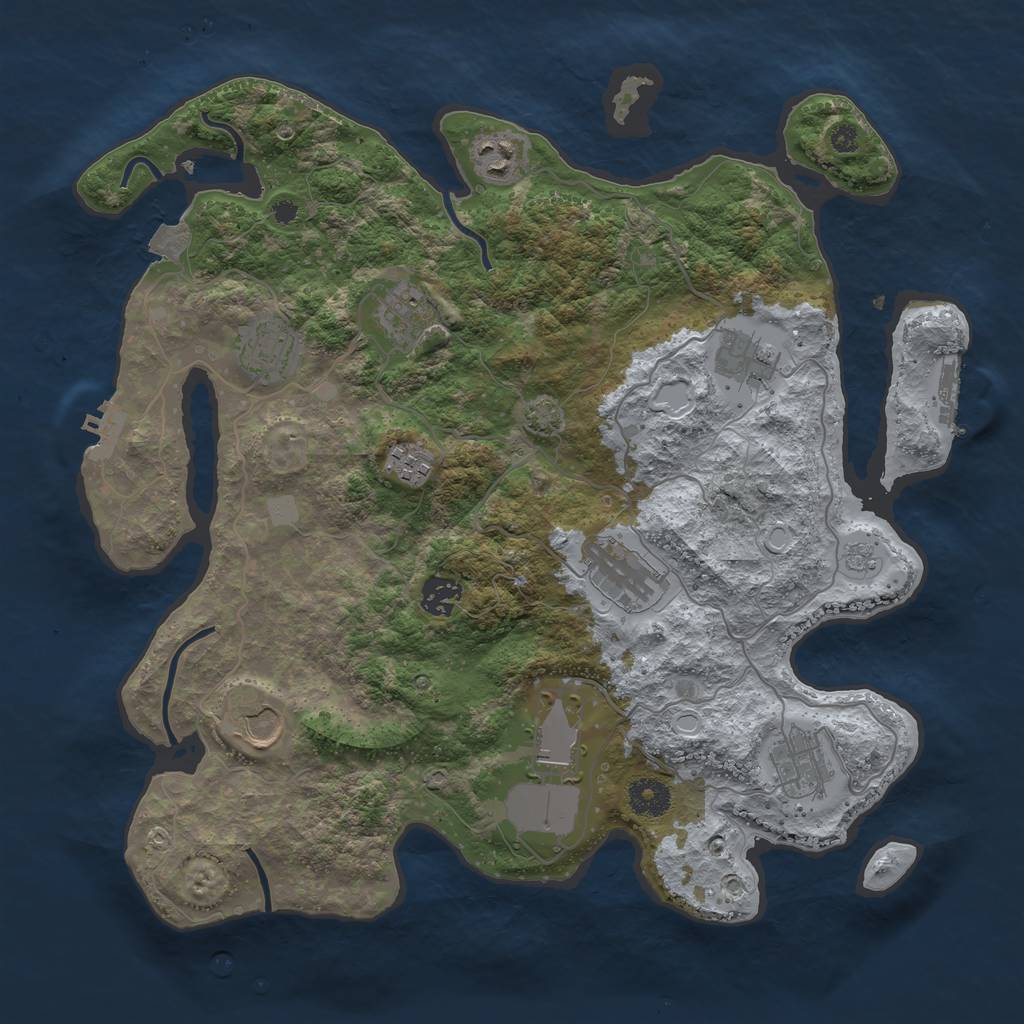 Rust Map: Procedural Map, Size: 3750, Seed: 1677633775, 17 Monuments