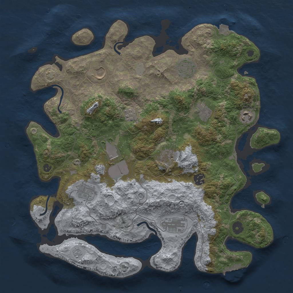 Rust Map: Procedural Map, Size: 3750, Seed: 457339615, 17 Monuments