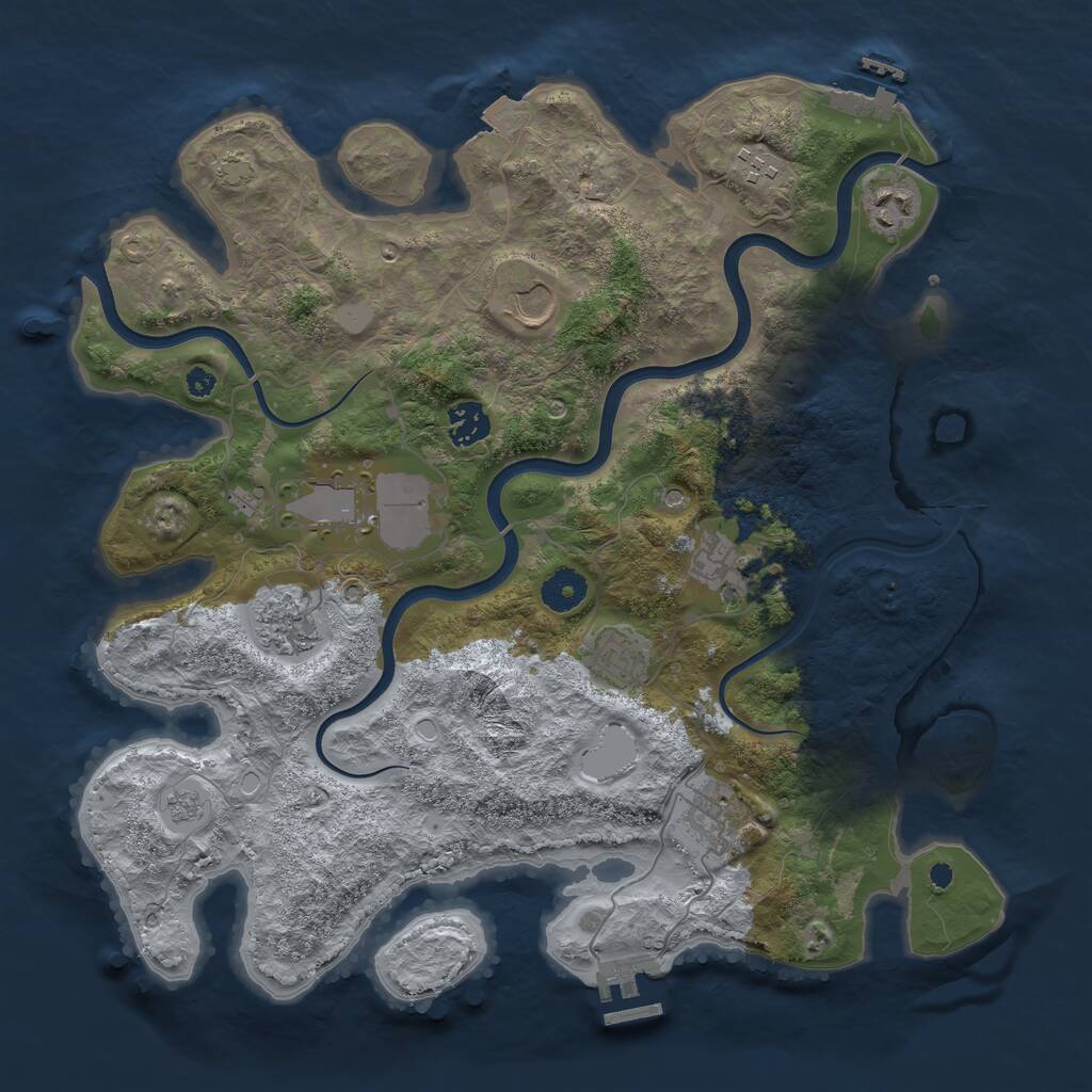Rust Map: Procedural Map, Size: 3750, Seed: 136010459, 15 Monuments