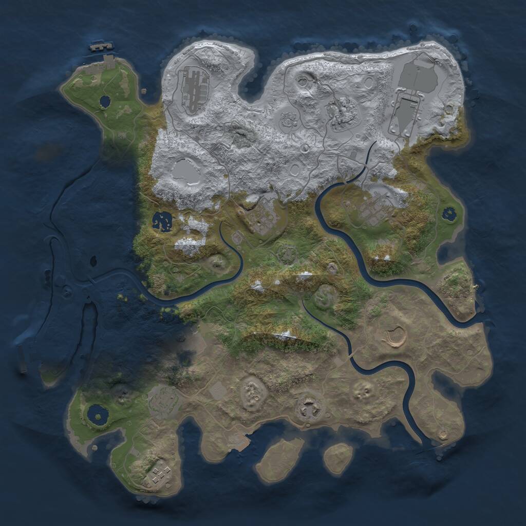 Rust Map: Procedural Map, Size: 3750, Seed: 1311386099, 17 Monuments