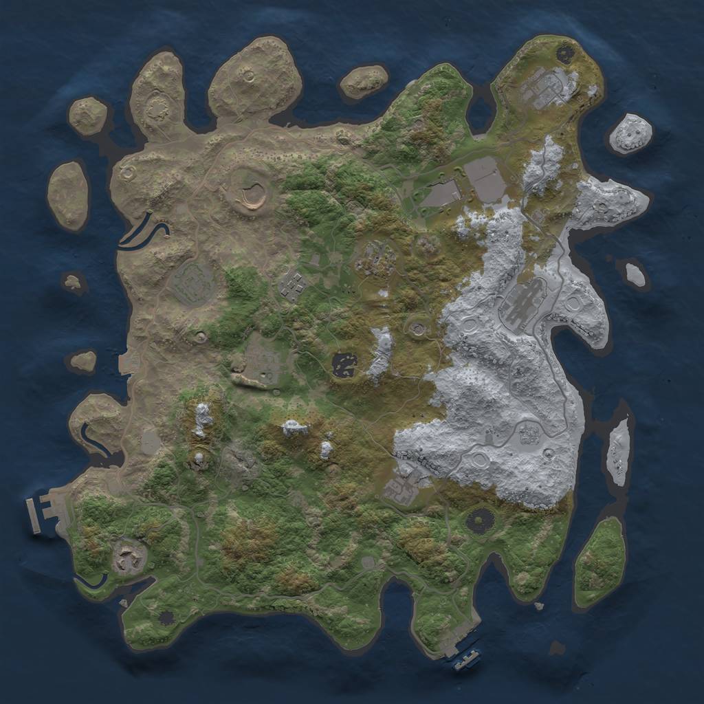 Rust Map: Procedural Map, Size: 4000, Seed: 6975, 19 Monuments