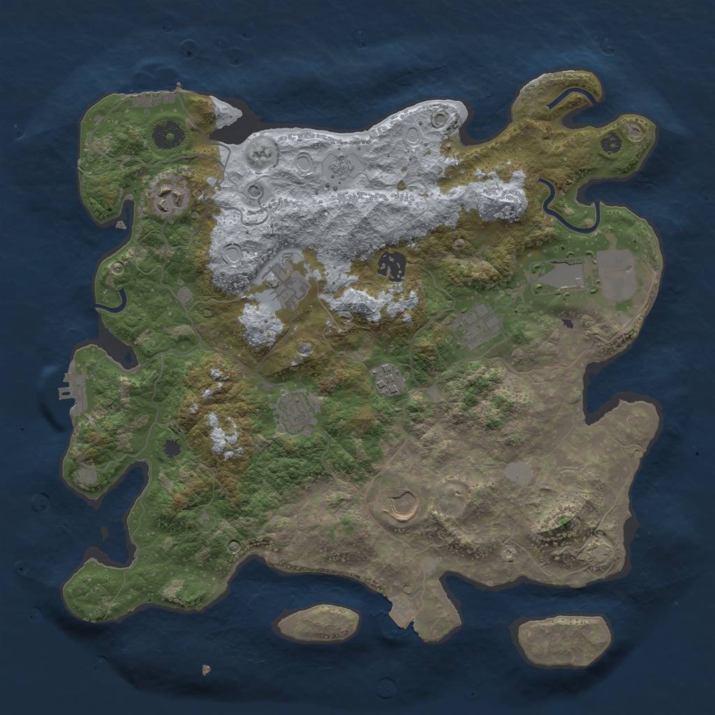 Rust Map: Procedural Map, Size: 3600, Seed: 1876583214, 16 Monuments