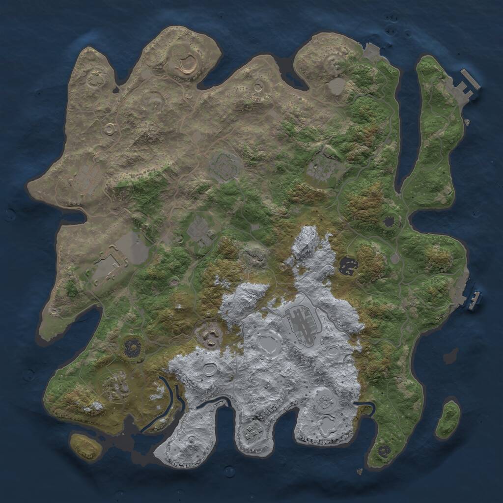 Rust Map: Procedural Map, Size: 4000, Seed: 2062394095, 17 Monuments