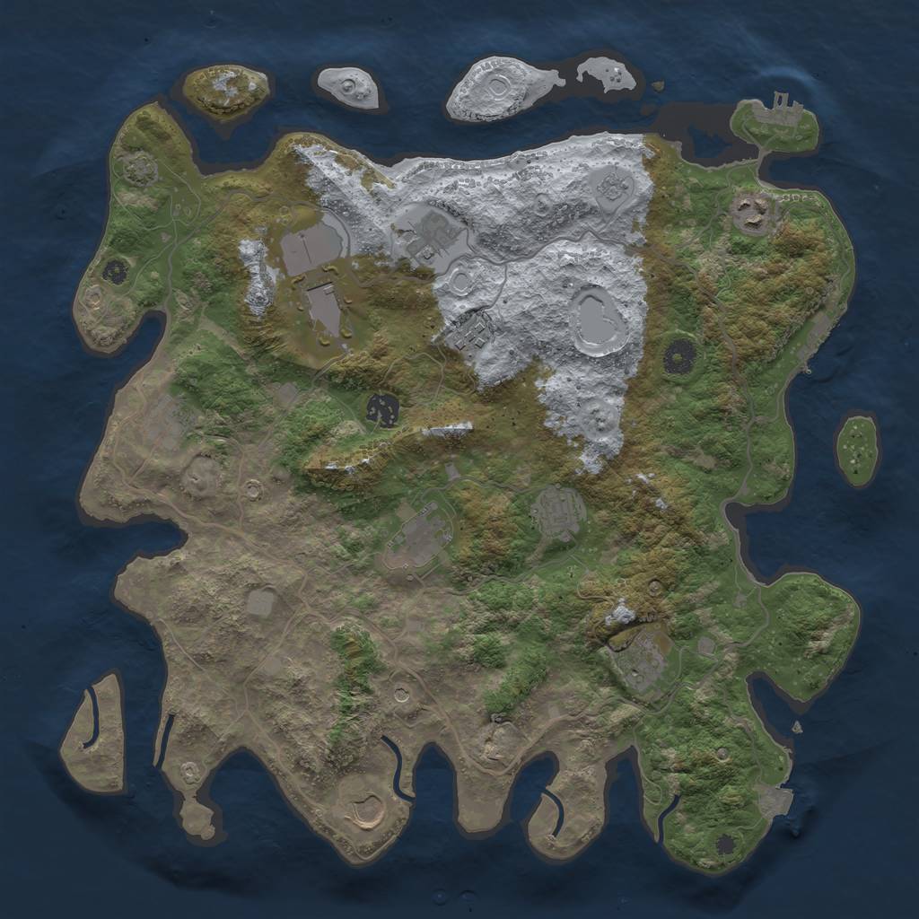 Rust Map: Procedural Map, Size: 4000, Seed: 849907843, 18 Monuments