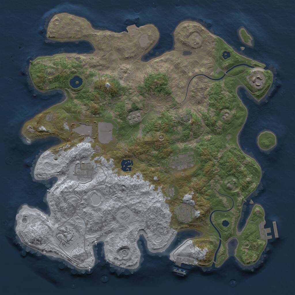Rust Map: Procedural Map, Size: 3600, Seed: 1304503597, 14 Monuments