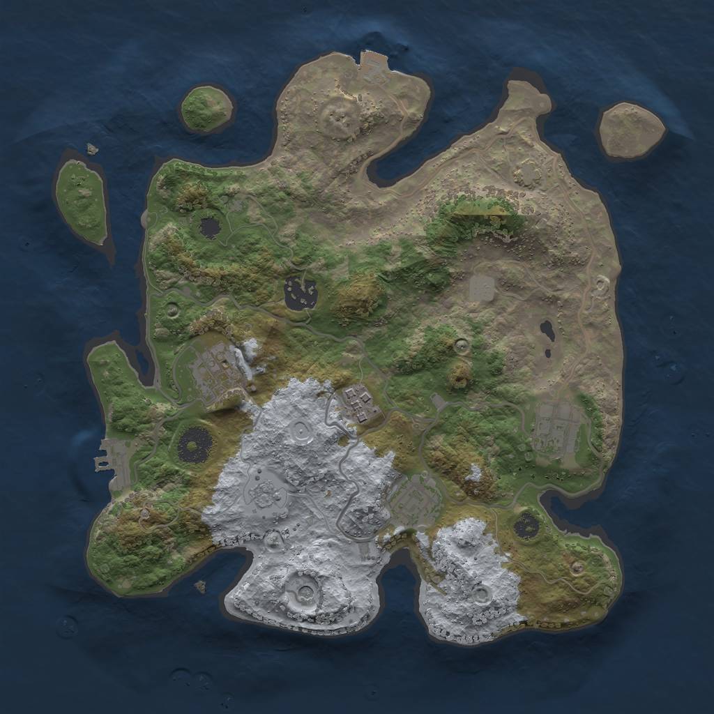 Rust Map: Procedural Map, Size: 3000, Seed: 287627663, 12 Monuments