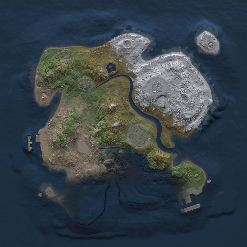 Rust Map: Procedural Map, Size: 2500, Seed: 3444341, 6 Monuments
