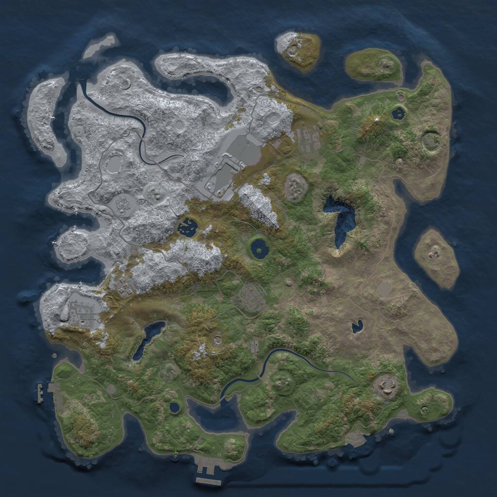 Rust Map: Procedural Map, Size: 4000, Seed: 1943823046, 13 Monuments