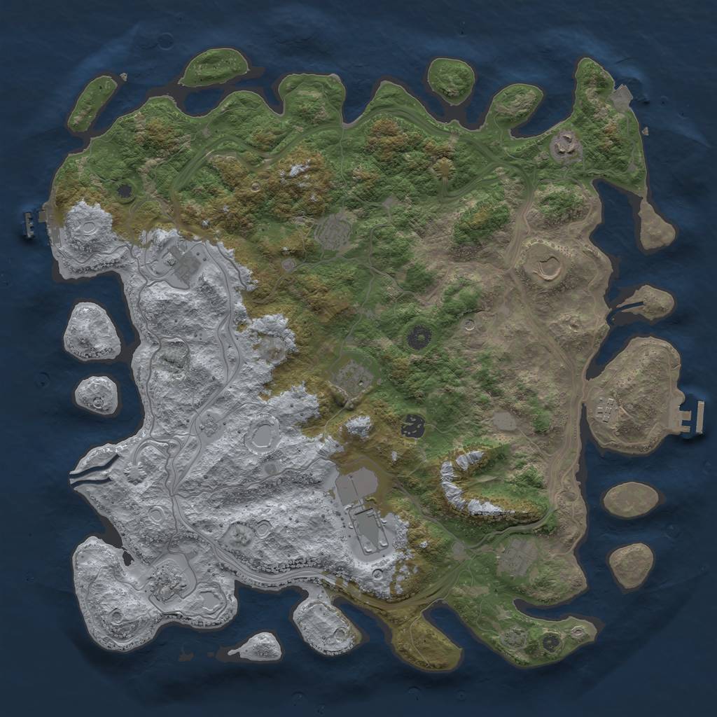 Rust Map: Procedural Map, Size: 4500, Seed: 2127365375, 18 Monuments