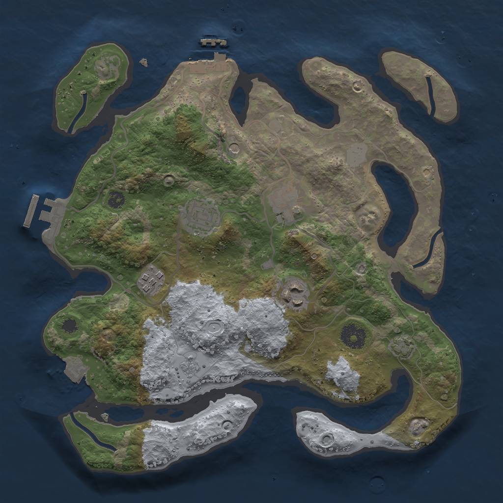 Rust Map: Procedural Map, Size: 3000, Seed: 69611, 12 Monuments