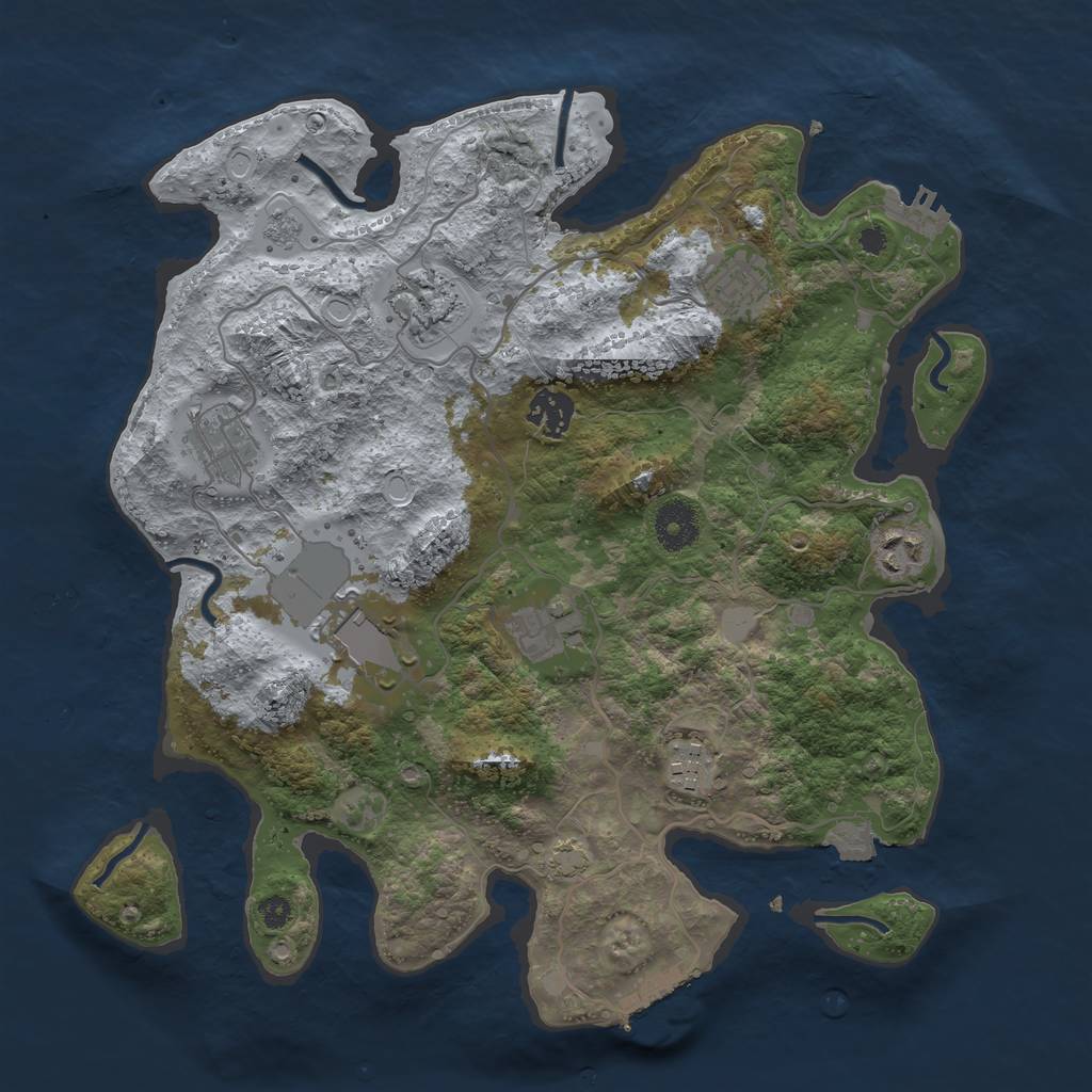 Rust Map: Procedural Map, Size: 3500, Seed: 1214124, 15 Monuments