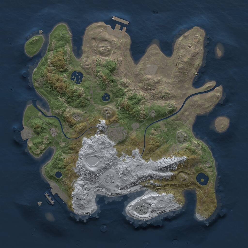 Rust Map: Procedural Map, Size: 3000, Seed: 2135802044, 9 Monuments