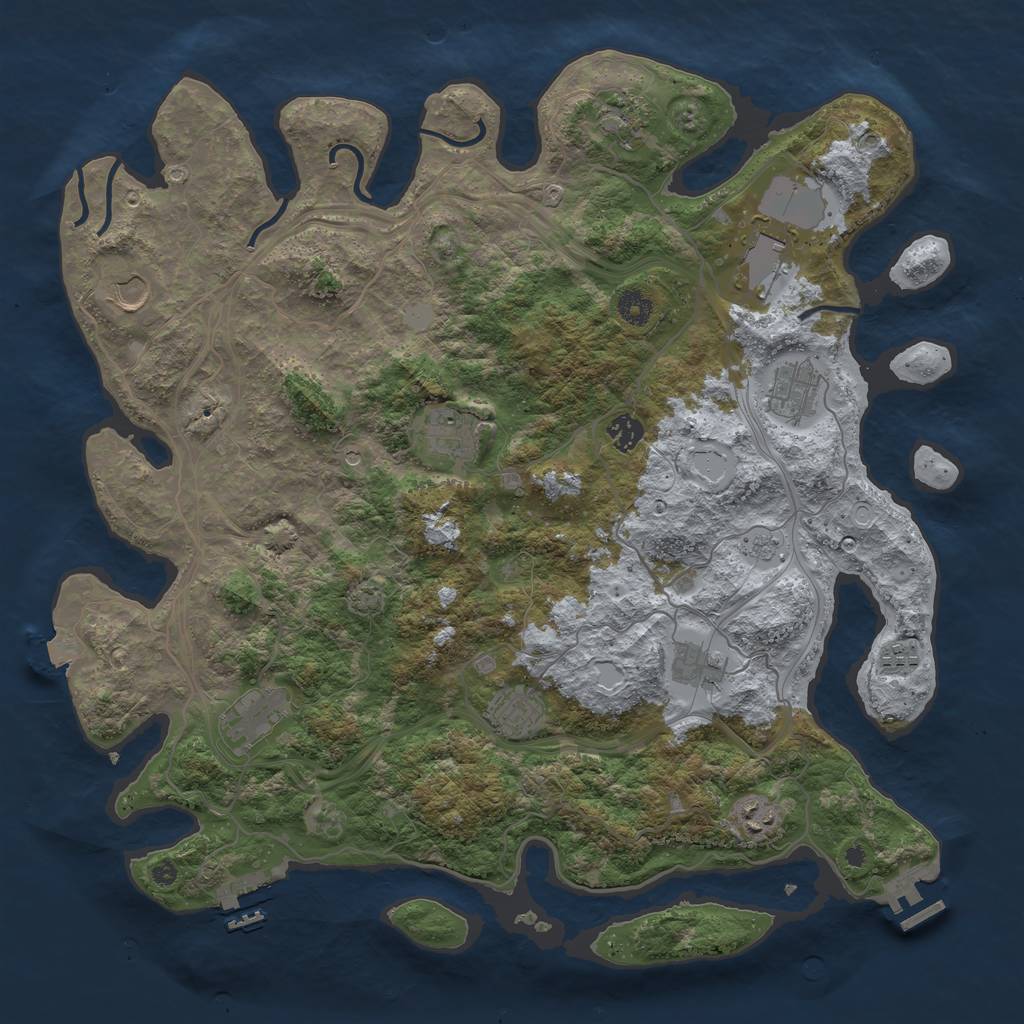Rust Map: Procedural Map, Size: 4300, Seed: 8738, 19 Monuments