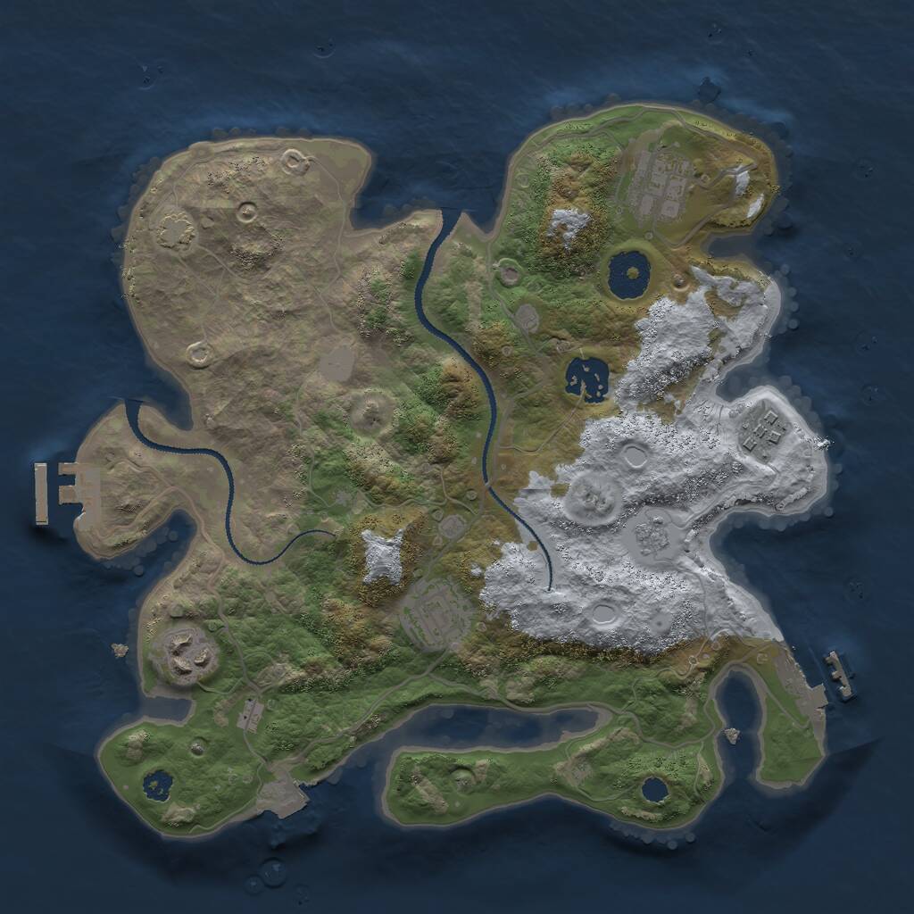 Rust Map: Procedural Map, Size: 3000, Seed: 1042953067, 10 Monuments