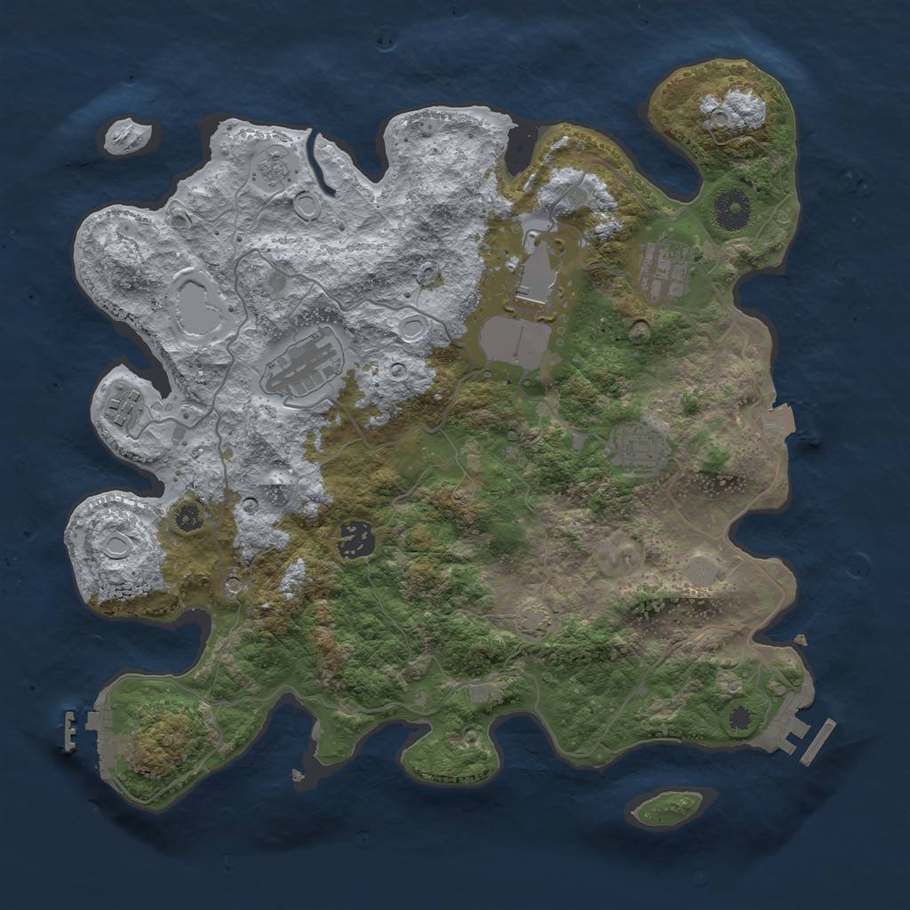 Rust Map: Procedural Map, Size: 3500, Seed: 568538354, 14 Monuments