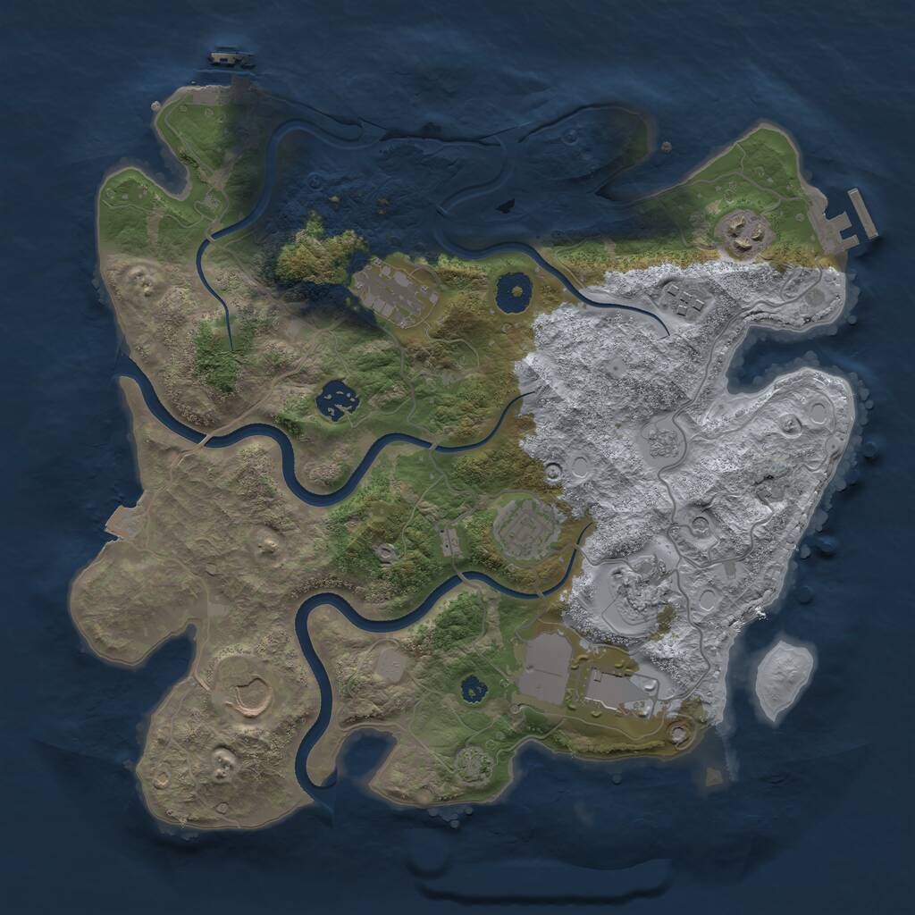 Rust Map: Procedural Map, Size: 3500, Seed: 843219730, 14 Monuments