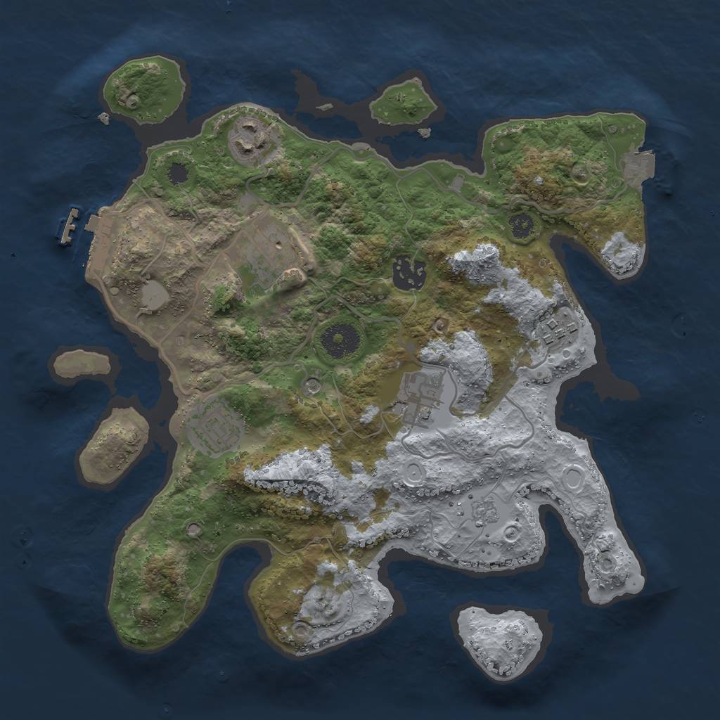 Rust Map: Procedural Map, Size: 3000, Seed: 1484643895, 12 Monuments