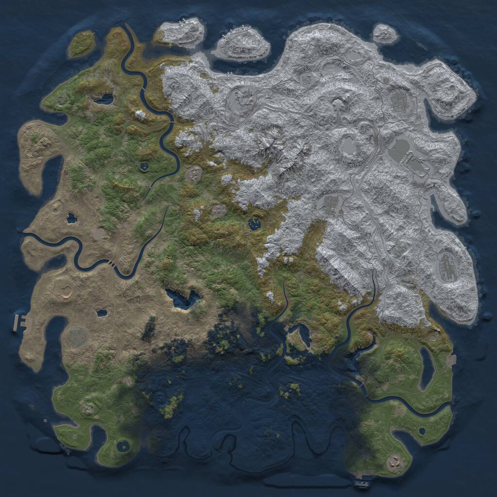 Rust Map: Procedural Map, Size: 6000, Seed: 1228185166, 17 Monuments