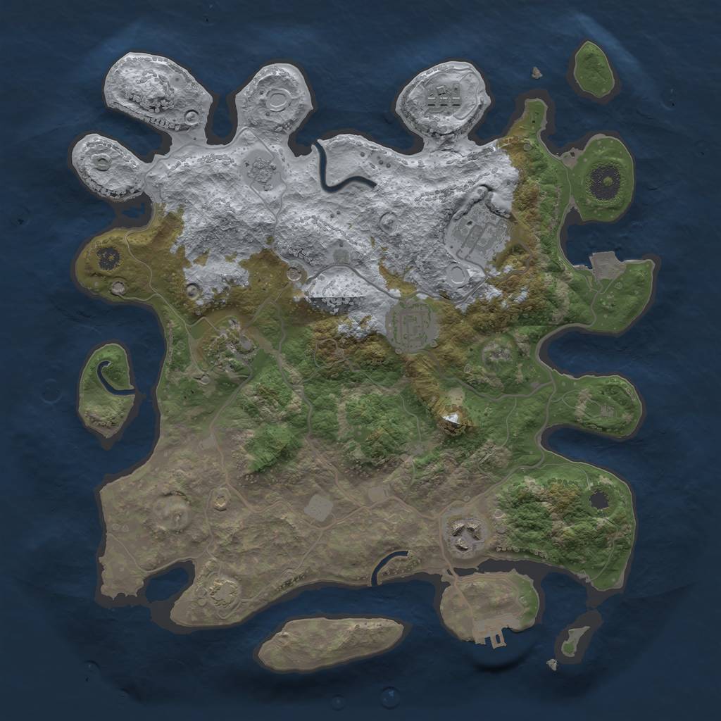 Rust Map: Procedural Map, Size: 3250, Seed: 336133007, 12 Monuments
