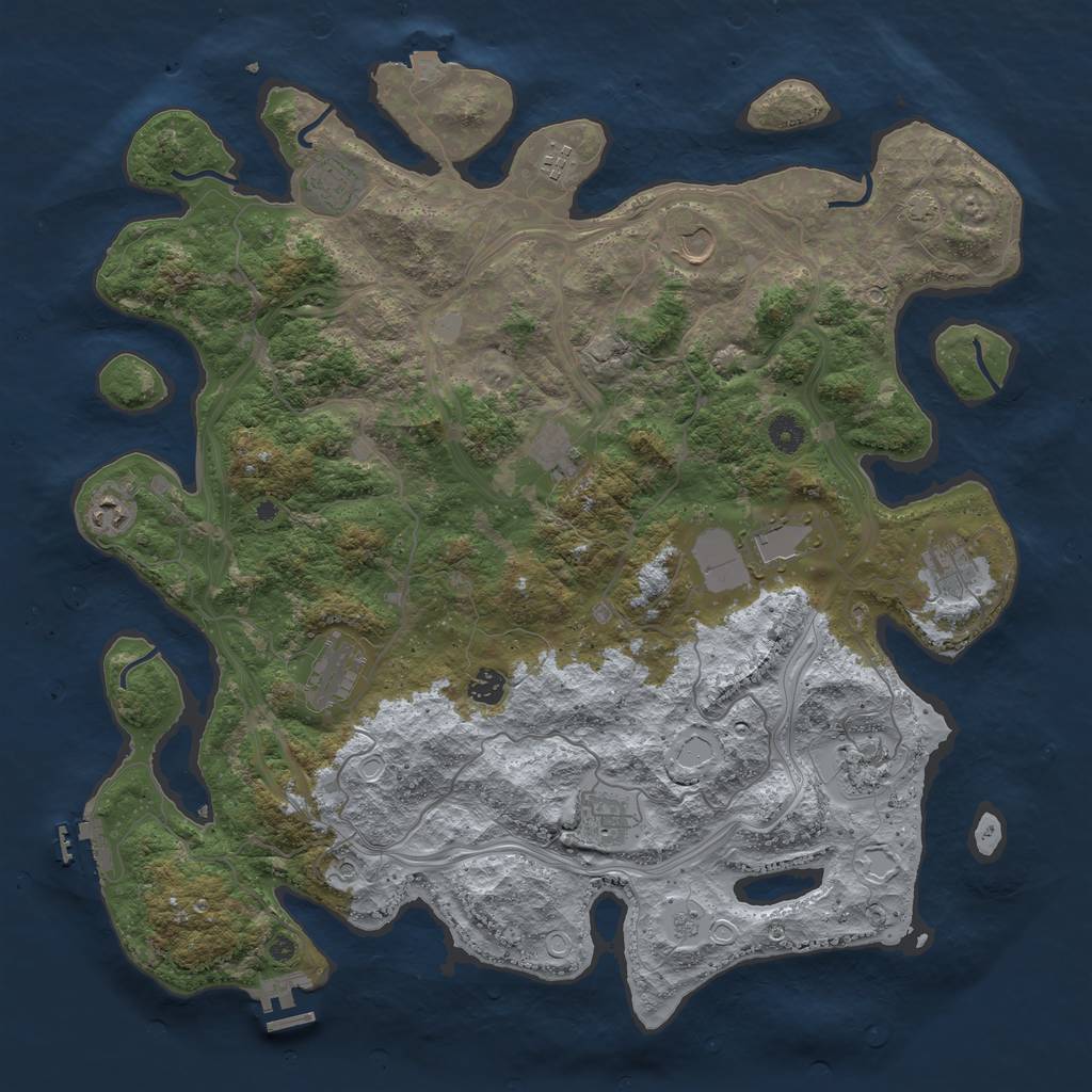 Rust Map: Procedural Map, Size: 4500, Seed: 1983041011, 19 Monuments