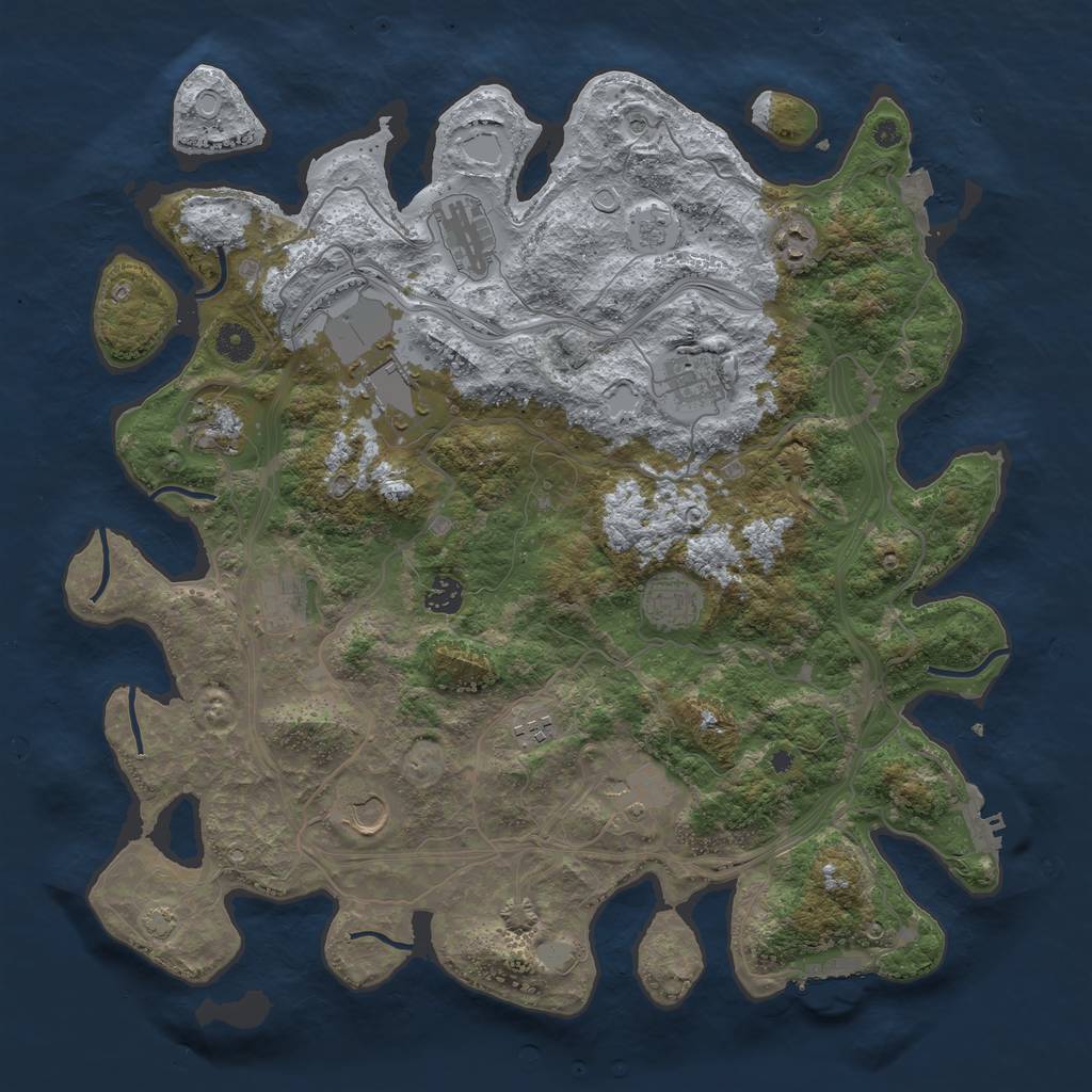 Rust Map: Procedural Map, Size: 4250, Seed: 77268460, 19 Monuments