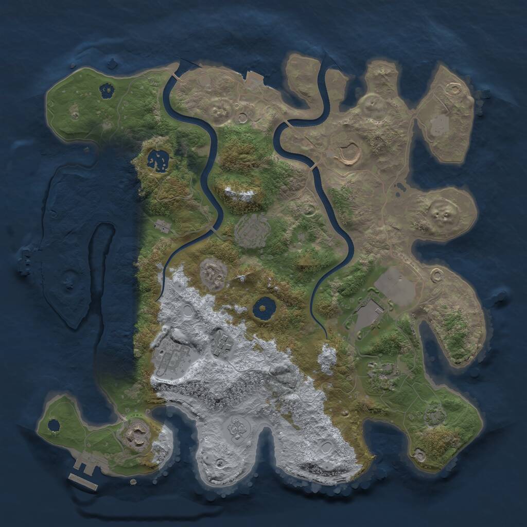 Rust Map: Procedural Map, Size: 3500, Seed: 82442866, 14 Monuments