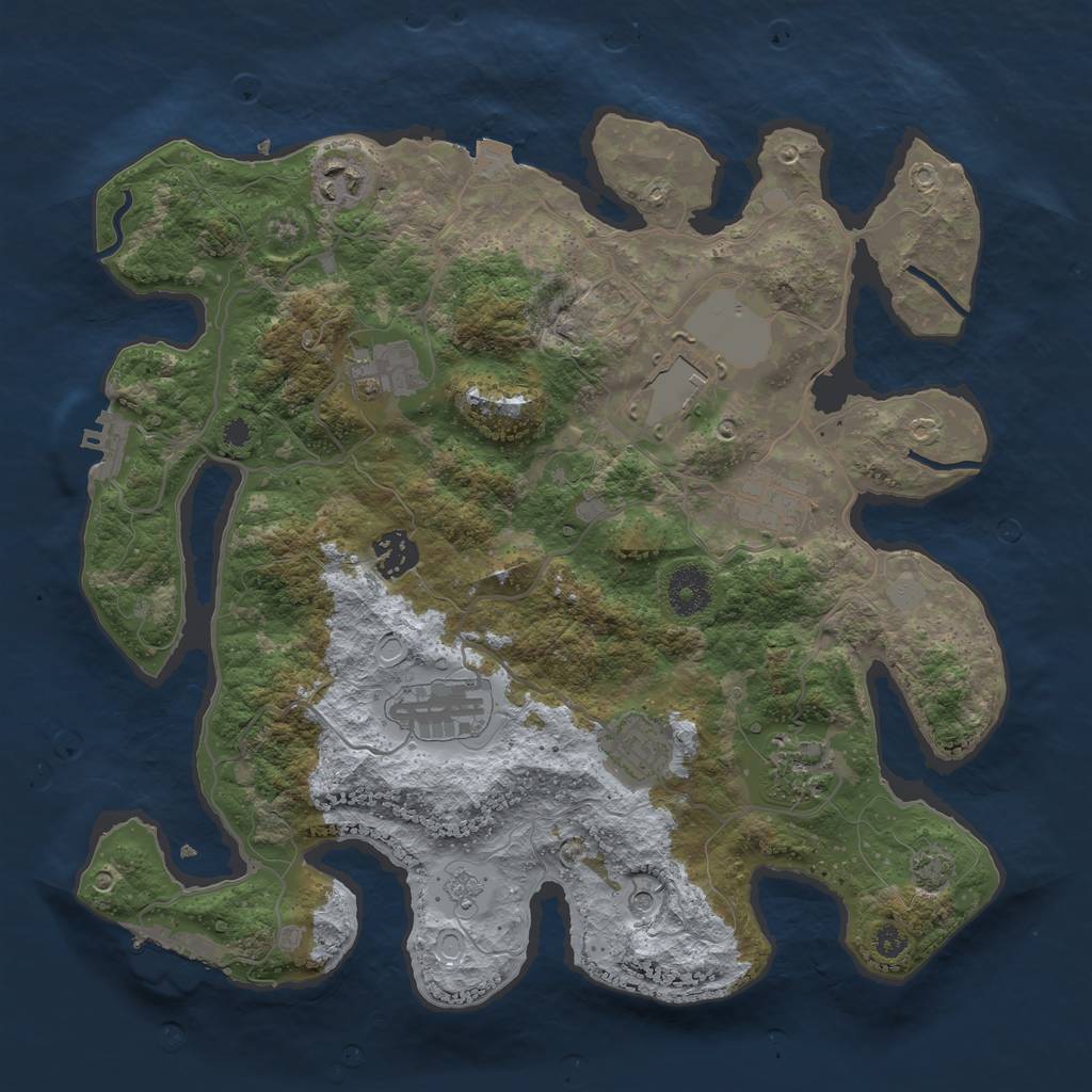 Rust Map: Procedural Map, Size: 3500, Seed: 82442866, 16 Monuments