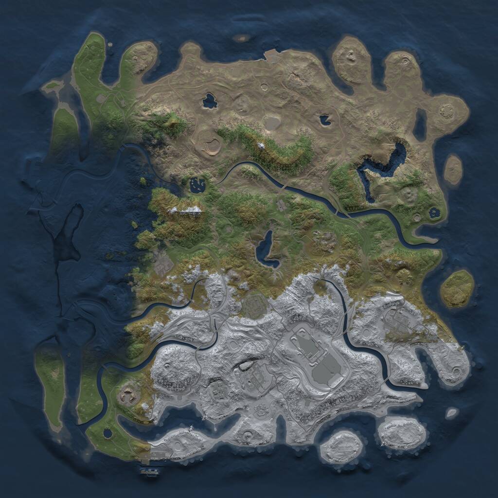 Rust Map: Procedural Map, Size: 4500, Seed: 60624, 16 Monuments