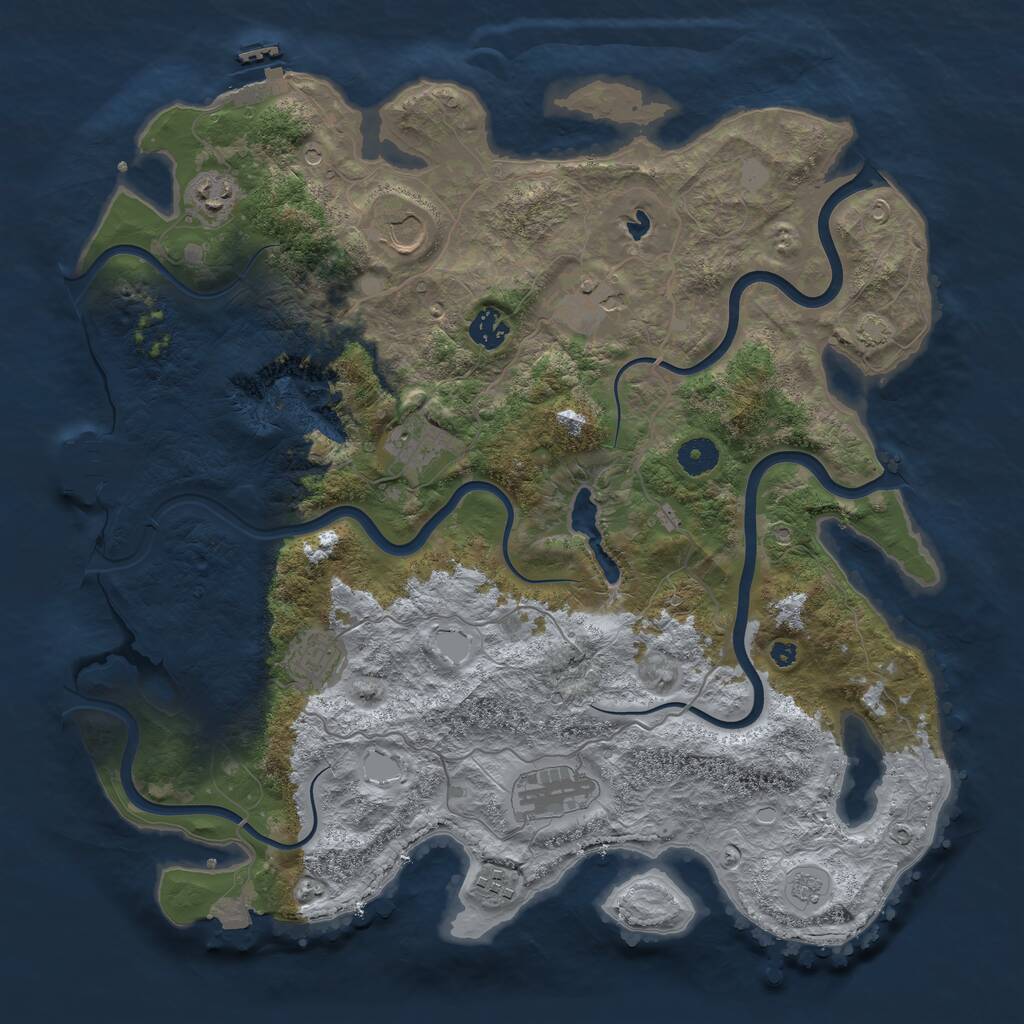 Rust Map: Procedural Map, Size: 4000, Seed: 69240378, 14 Monuments