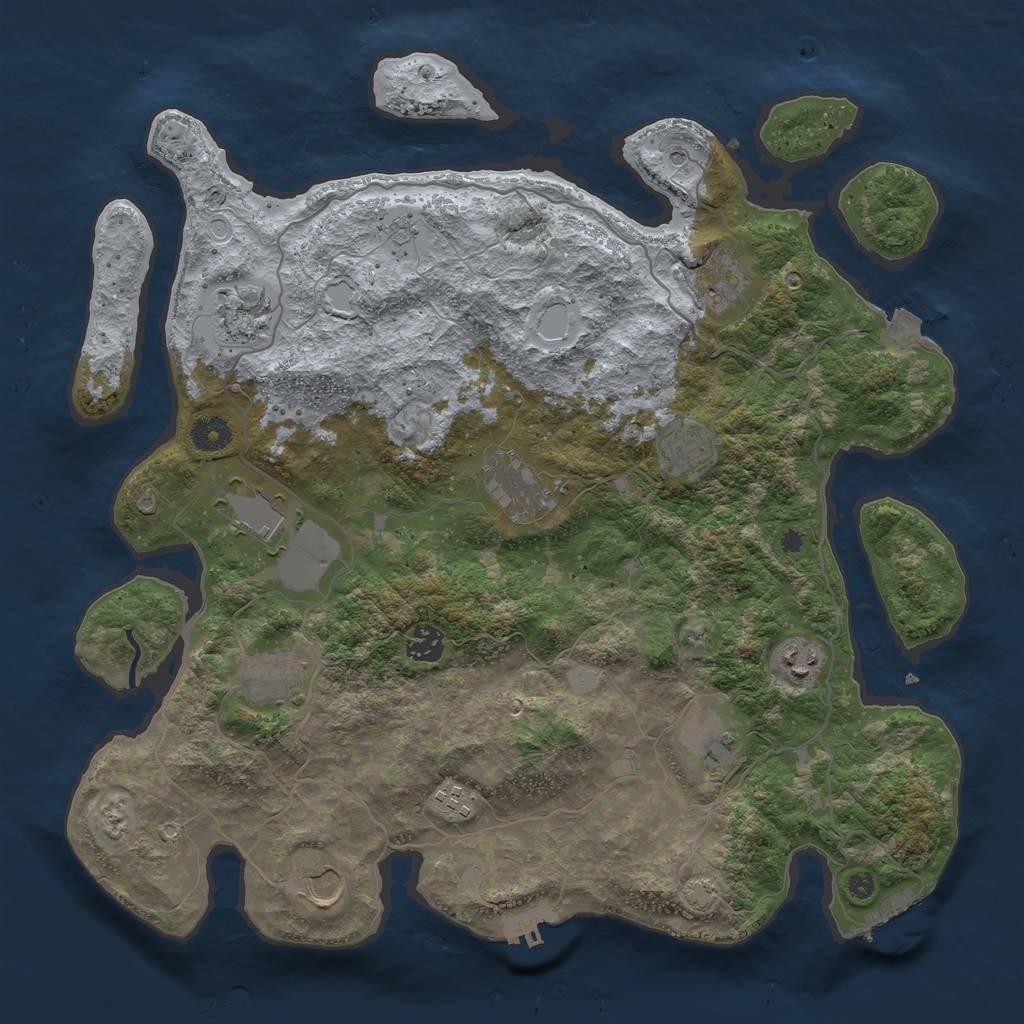 Rust Map: Procedural Map, Size: 4000, Seed: 525223633, 19 Monuments