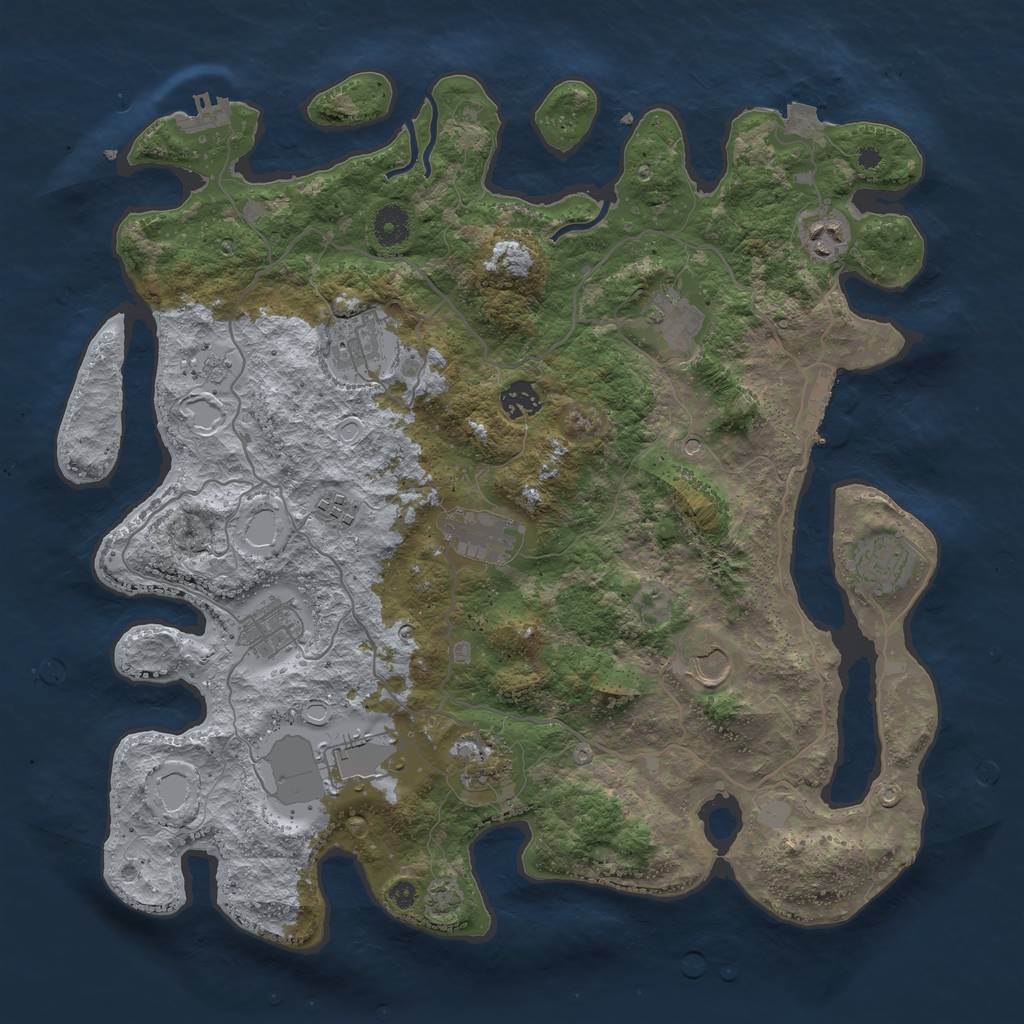 Rust Map: Procedural Map, Size: 4000, Seed: 654287407, 19 Monuments