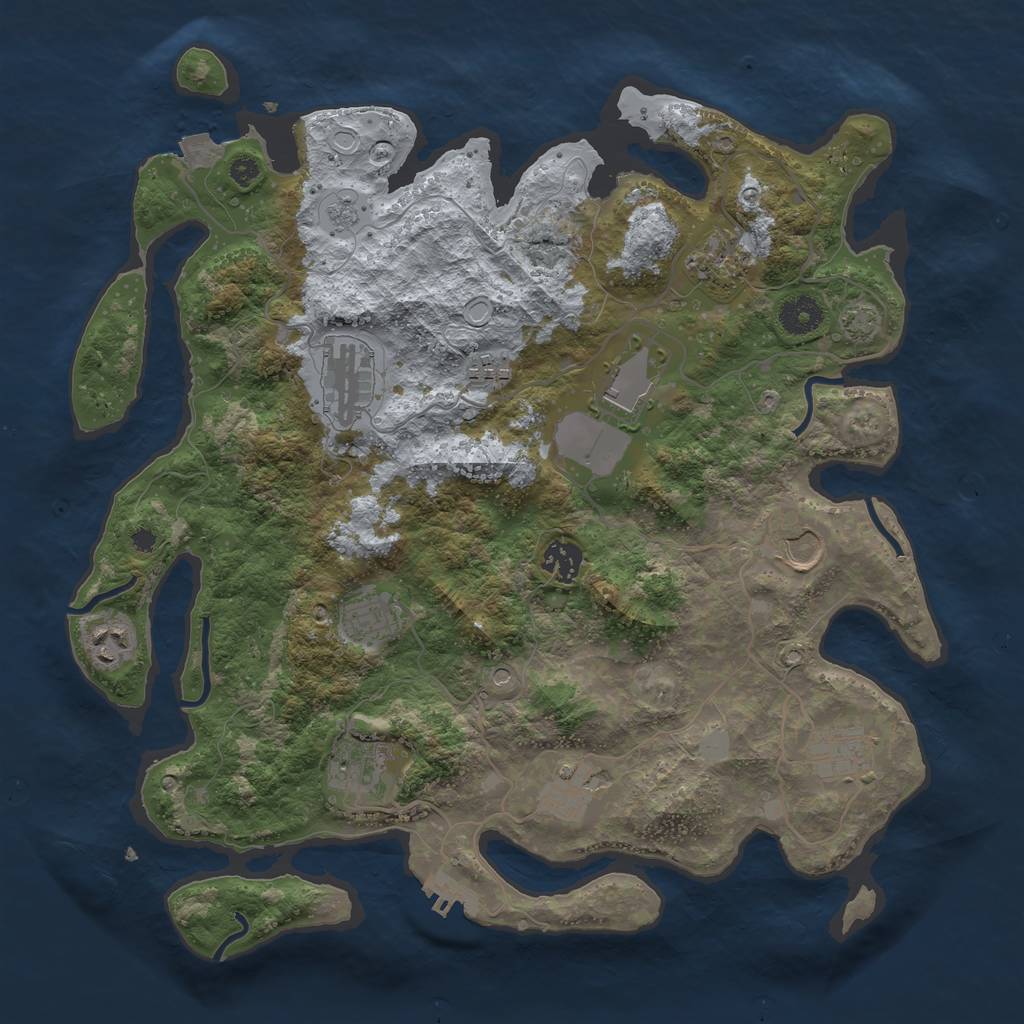 Rust Map: Procedural Map, Size: 3750, Seed: 1840736228, 18 Monuments