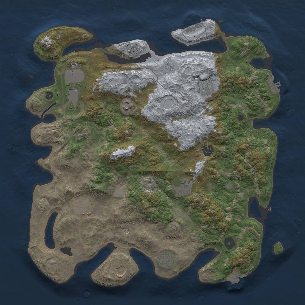 Rust Map: Procedural Map, Size: 4000, Seed: 446543354, 18 Monuments