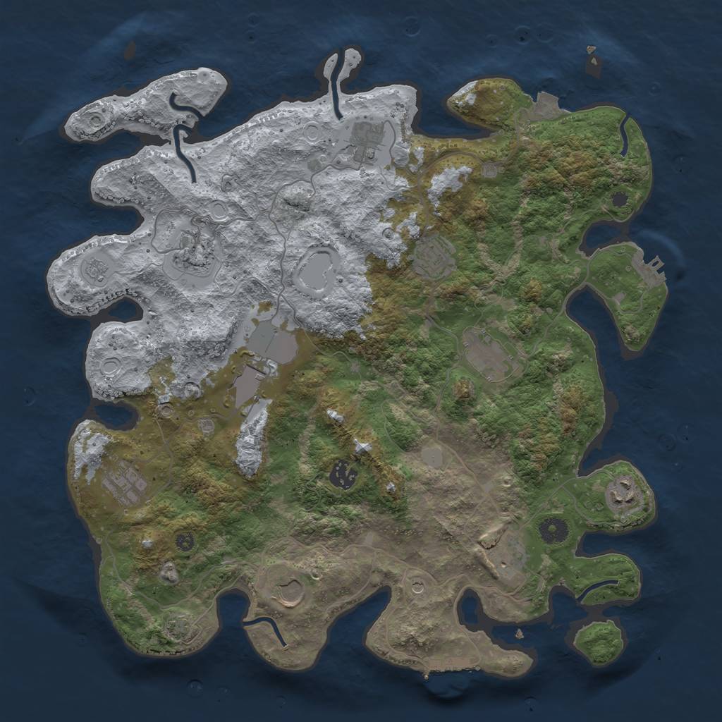 Rust Map: Procedural Map, Size: 3900, Seed: 68282563, 18 Monuments