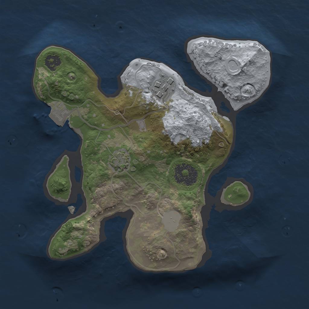 Rust Map: Procedural Map, Size: 2000, Seed: 1302151378, 5 Monuments