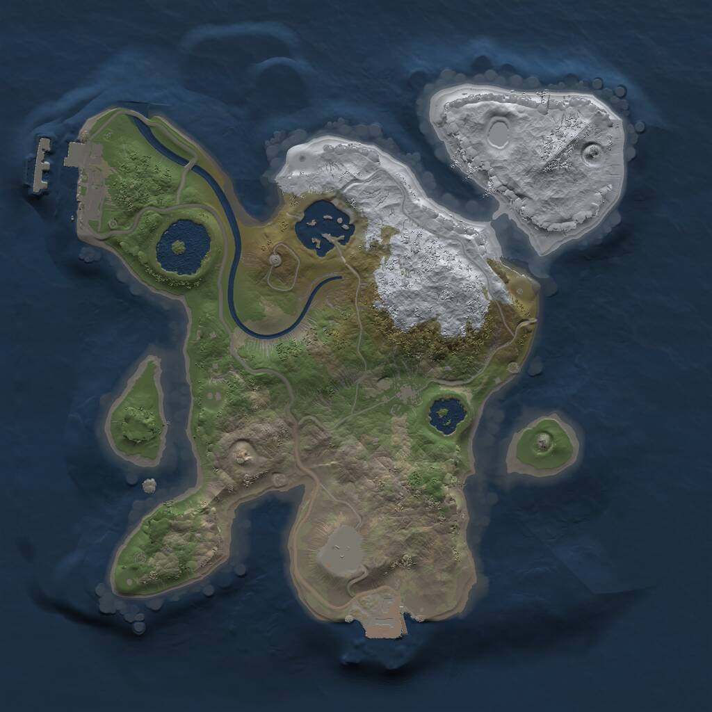 Rust Map: Procedural Map, Size: 2000, Seed: 1302151378, 3 Monuments