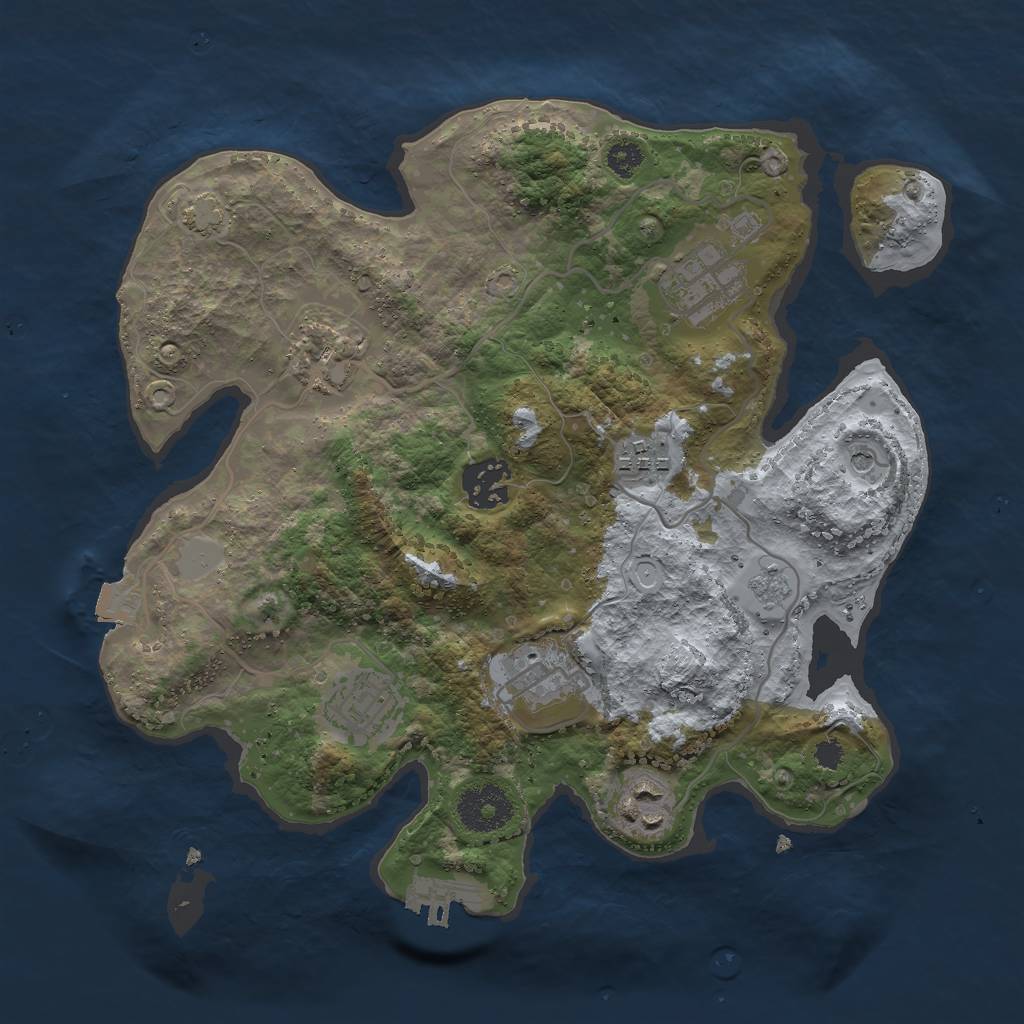 Rust Map: Procedural Map, Size: 3000, Seed: 164864461, 14 Monuments