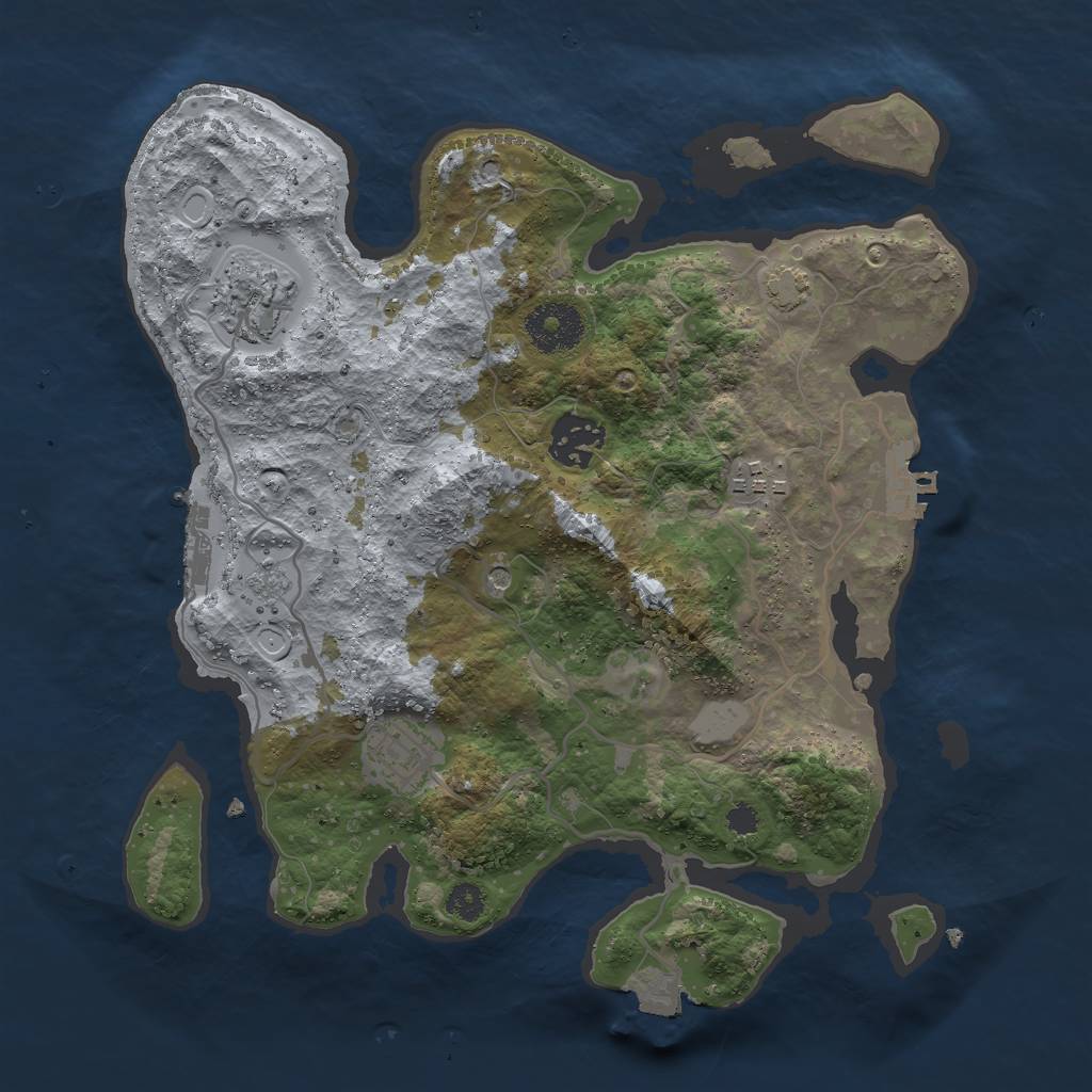 Rust Map: Procedural Map, Size: 3000, Seed: 385685617, 12 Monuments