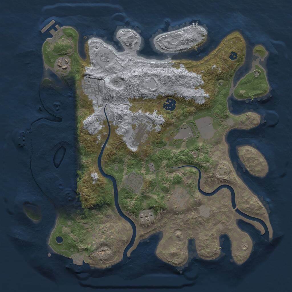 Rust Map: Procedural Map, Size: 3500, Seed: 53795094, 14 Monuments