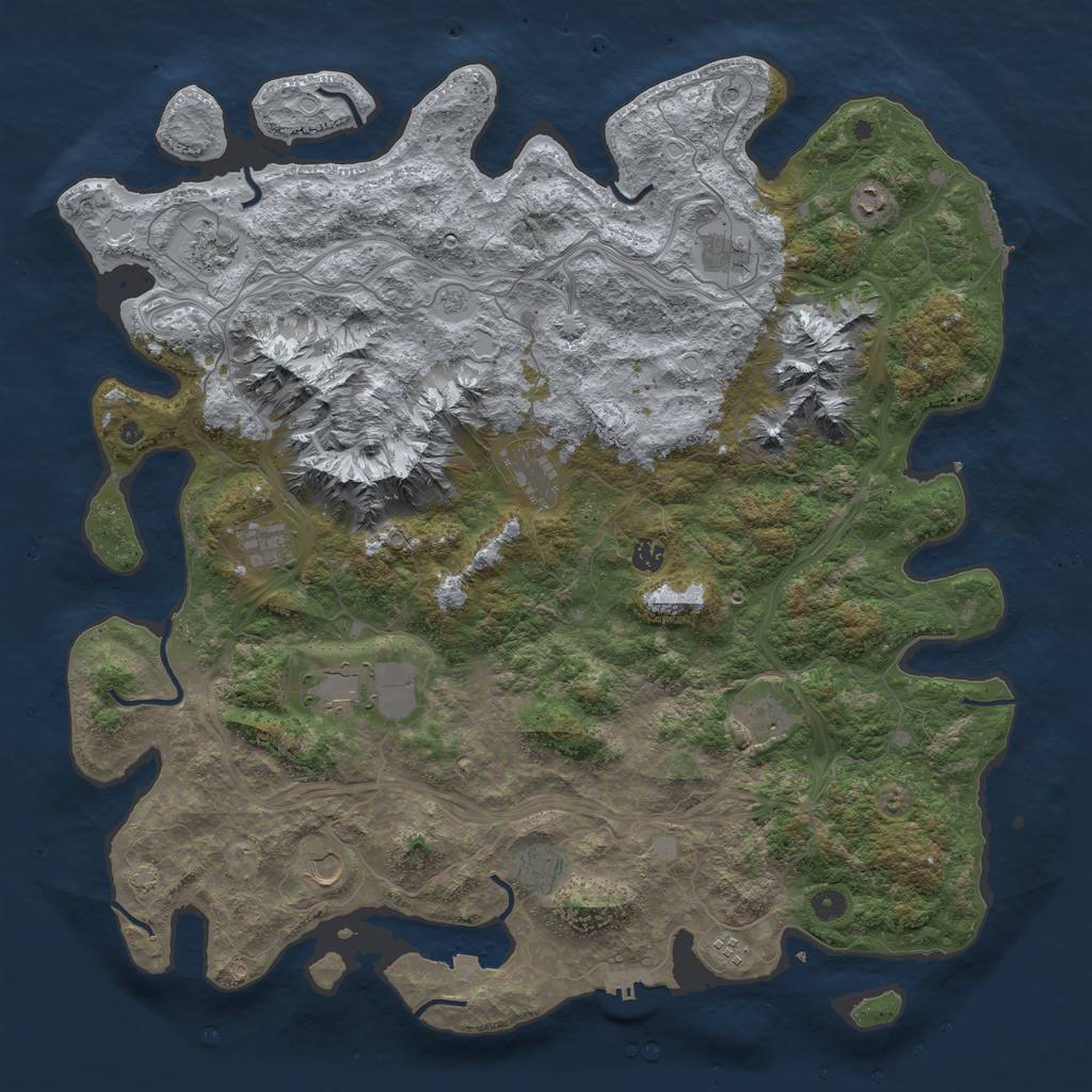 Rust Map: Procedural Map, Size: 5000, Seed: 1223123, 19 Monuments