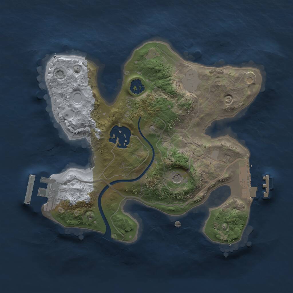 Rust Map: Procedural Map, Size: 2000, Seed: 1020584851, 5 Monuments