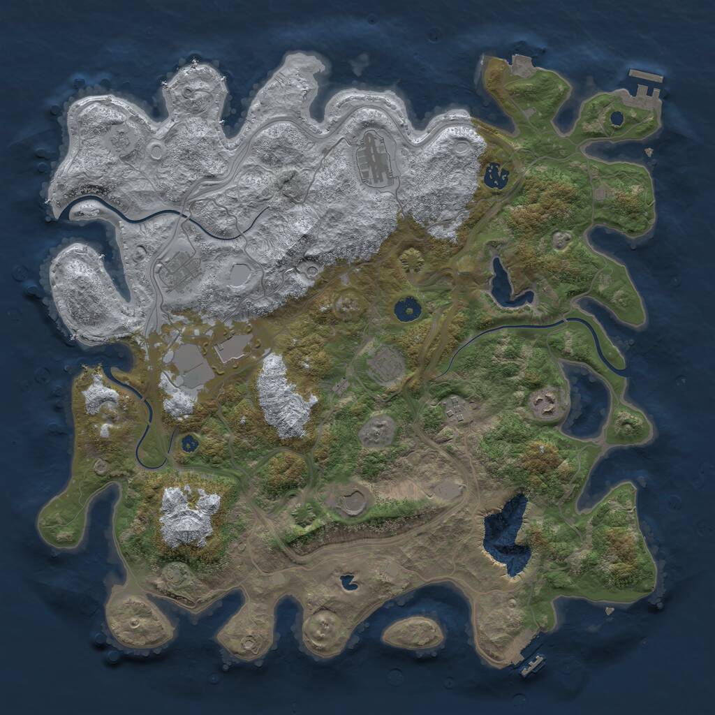 Rust Map: Procedural Map, Size: 4250, Seed: 915252771, 14 Monuments