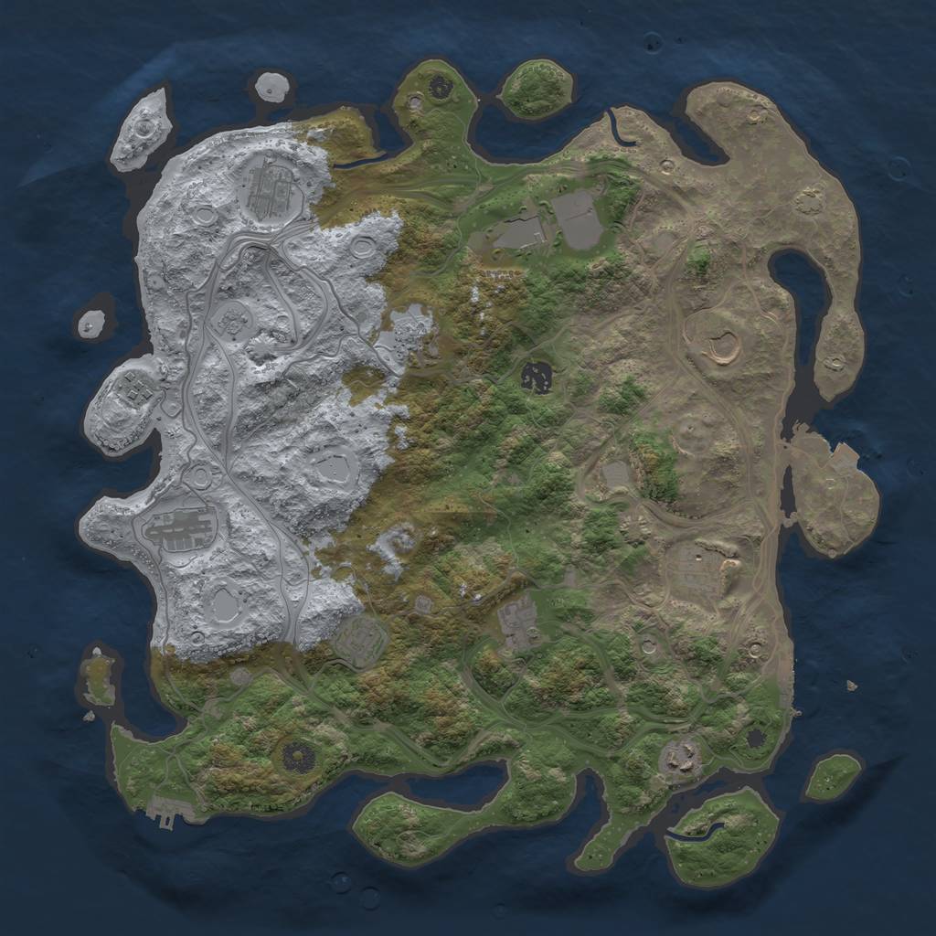 Rust Map: Procedural Map, Size: 4250, Seed: 696699113, 19 Monuments