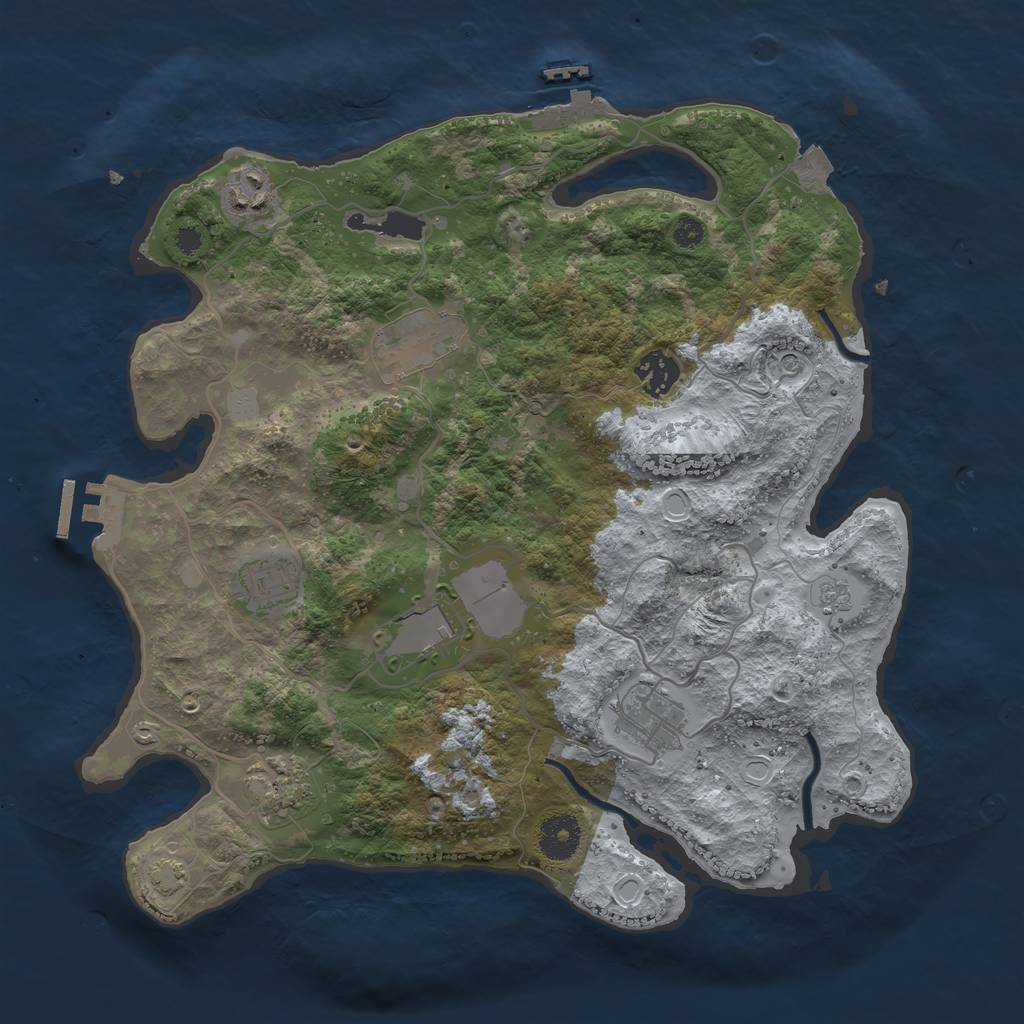 Rust Map: Procedural Map, Size: 3500, Seed: 1869818503, 15 Monuments