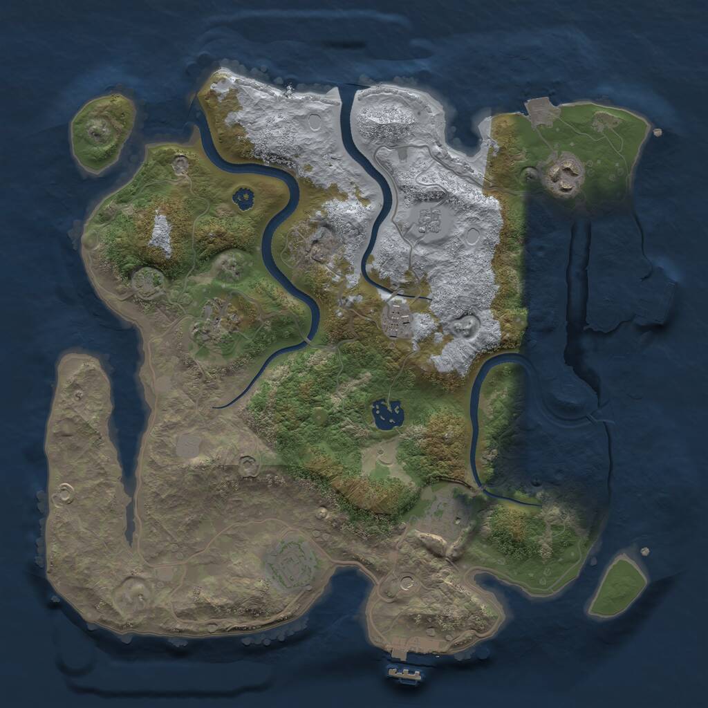 Rust Map: Procedural Map, Size: 3300, Seed: 1977633874, 12 Monuments